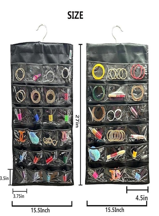 RENVA Hanging Jewelry Organizer 42 Slots Clear PVC Pockets Jewellery Organizer and Cosmetic Organiser for Women - Image 2