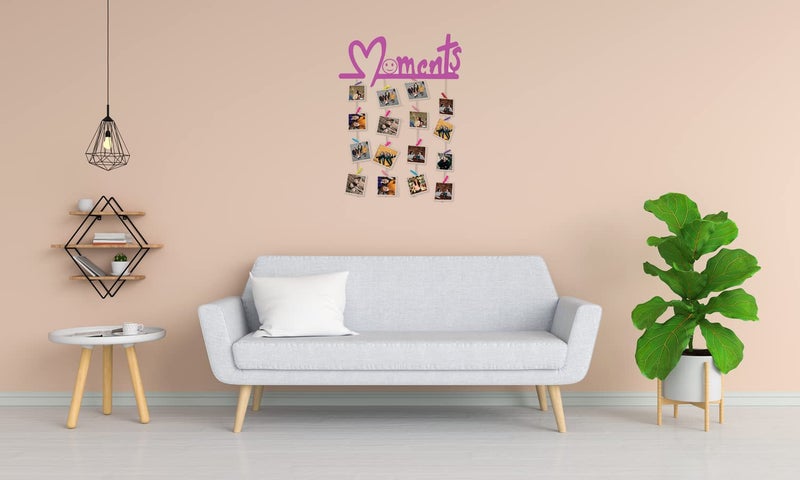 Khush Enterprise Khush Its Amazing Home Decor Wood Majenta Moments Picture Photo Frame for Wall Decor Photos Artworks Prints Multi Pictures Organizer Hanging Display Frames with Wood Clips - Image 1