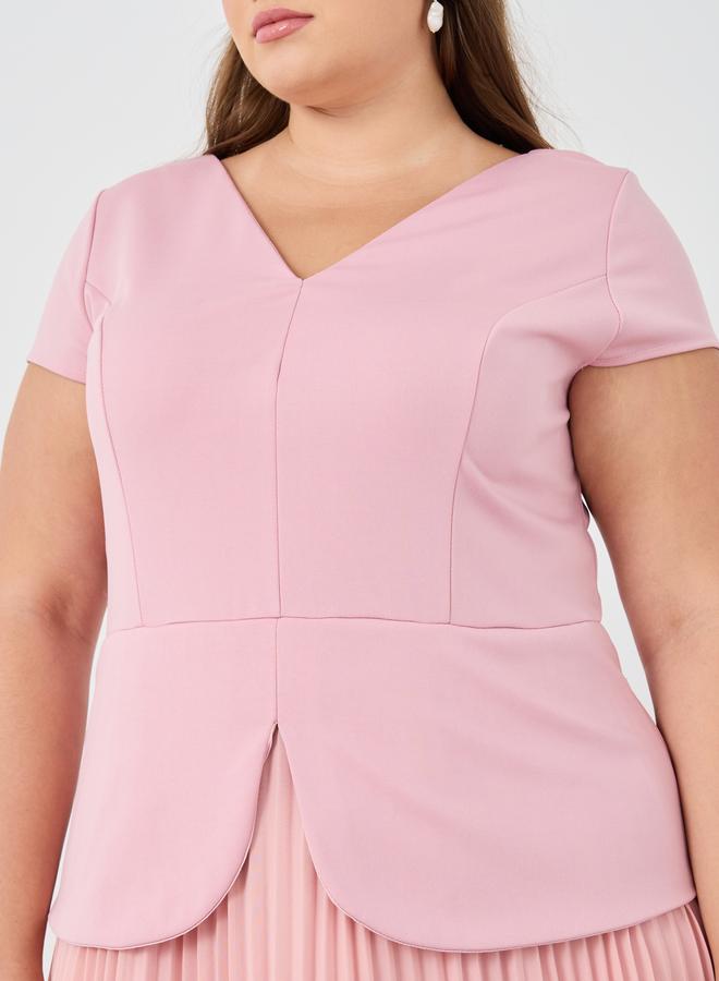 ستايلي فستان ميدي - مطوي بأكمام قصيرة بمقاس كبير ستايلي - Image 4