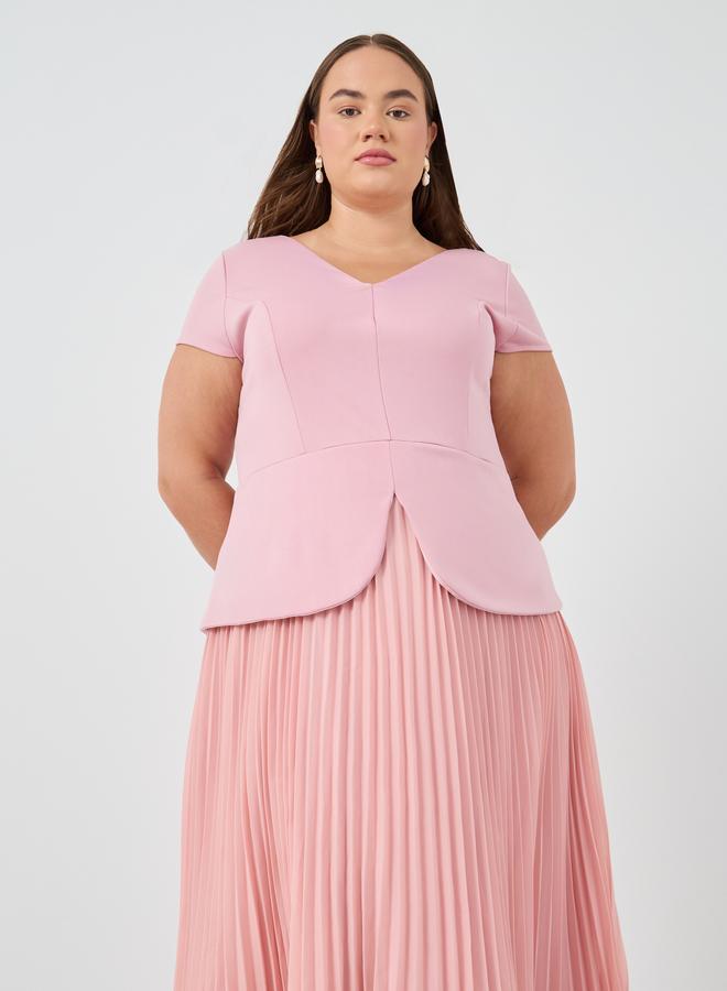 ستايلي فستان ميدي - مطوي بأكمام قصيرة بمقاس كبير ستايلي - Image 3