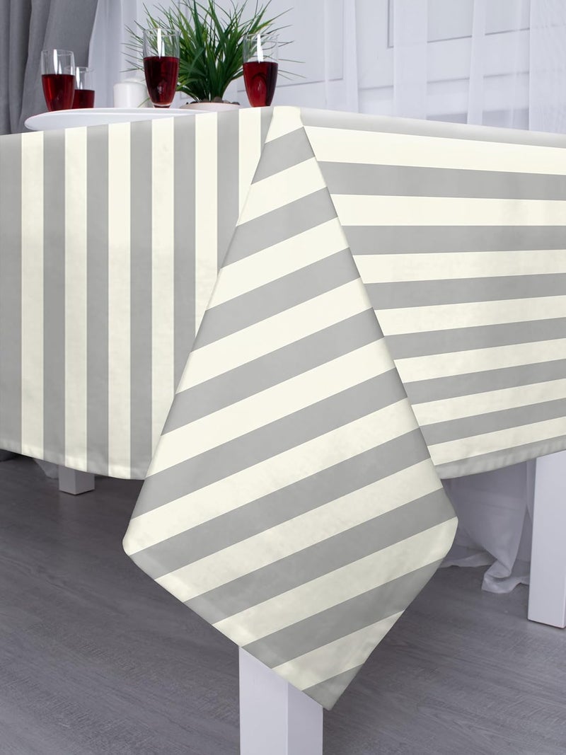 Casableu Spring Gallery Big Stripe Grey 6 Seater Table Cloth Dust-Proof Table Cover for Dinning Tabletop Decoration | Size: 50x72 Inches | - Image 3