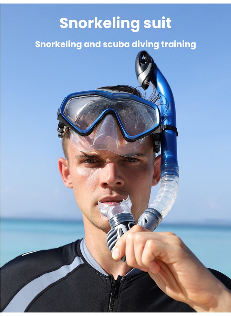 WAVE Blue Snorkel Set – Tempered Glass Dive Mask & Dry-Top Snorkel with Food-Grade Silicone Mouthpiece - Image 5