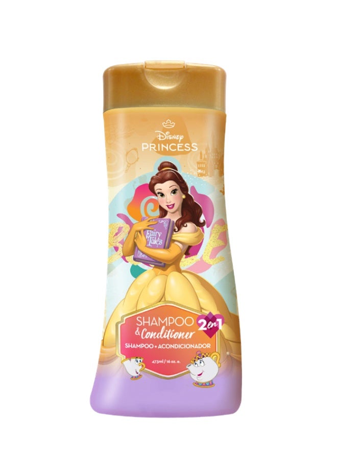Disney Princess 2-in-1 Shampoo and Conditioner for Kids – Gently Cleanses and Softens Hair | 473 ml