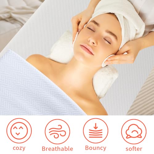 TUOTPE White Lash Bed Topper Memory Foam Topper for Massage Bed,73x29x2 inch Memory Foam Massage Mattress with Removable Cover, Elasticized Non-Slip,Lash Bed Topper (Not Included Bed), for Massage and Beauty - Image 3