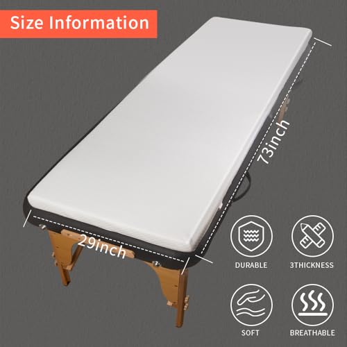 TUOTPE White Lash Bed Topper Memory Foam Topper for Massage Bed,73x29x2 inch Memory Foam Massage Mattress with Removable Cover, Elasticized Non-Slip,Lash Bed Topper (Not Included Bed), for Massage and Beauty - Image 2