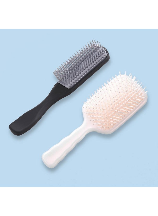 Homestic Hair Brush | Flexible Bristles Brush | Hair Brush With Paddle | Straightens & Detangles Hair Brush | Suitable For All Hair Types | Hair Brush Styling Hair | Set Of 2 | Beige & Black - Image 1