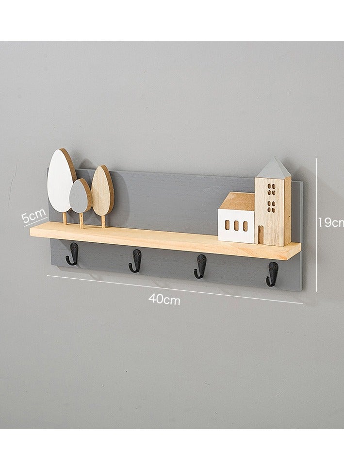 Creative Home Doors Entrance Entrances Non Perforated Walls Decorative Keys Hooks Storage Items Clothes and Hats Shelves 