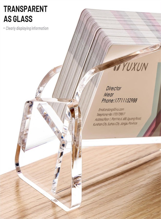 YUXUN Business Card Holder for desk,Creative Acrylic Slanted Business Card Display Stand for Woman and Man,Organize 50 cards-Clear,1 Pack - Image 5