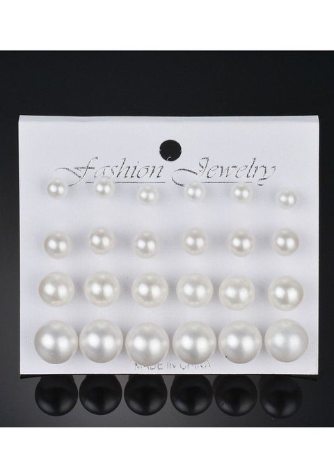 12 زوجا أبيض نقي من أقراط اللؤلؤ يضع مجموعة قيمة أقراط لؤلؤية بسيطة وكريمة