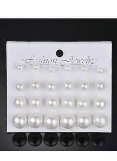 TOVELE5 Pure white 12 pairs of pearl earrings set Value combination simple and generous pearl earrings 