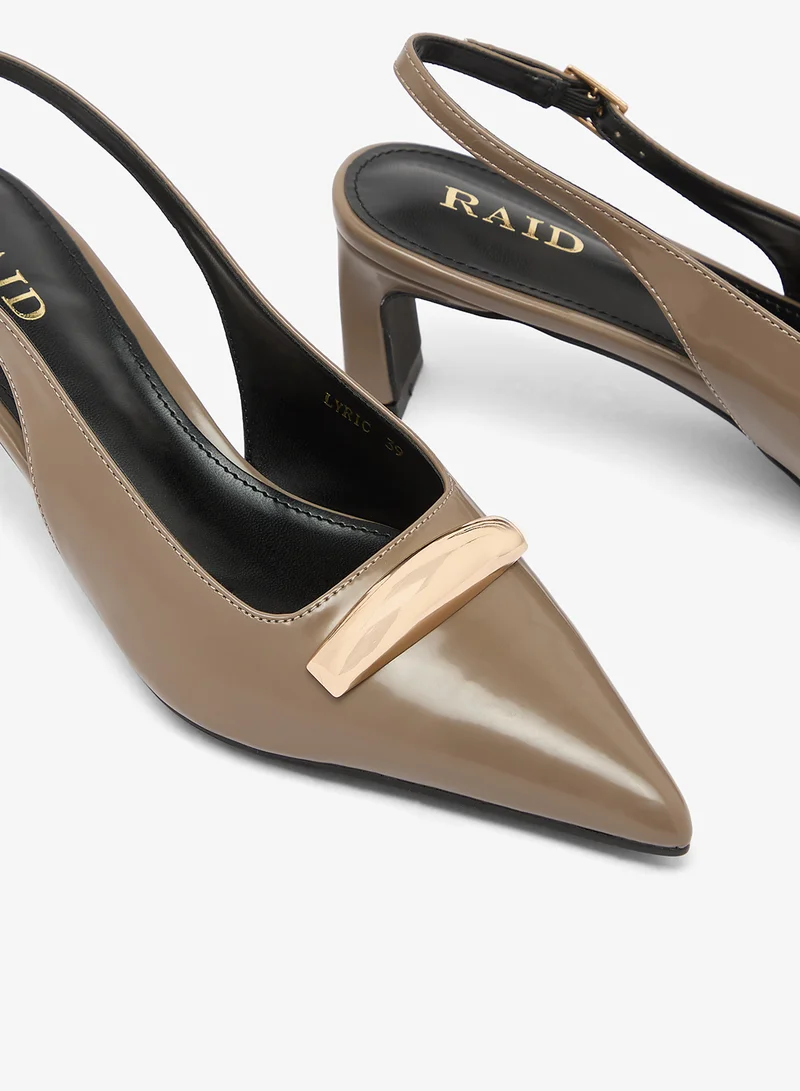 Raid COFFEE PU Lyric Slingback Pumps for Women | Best Price UAE