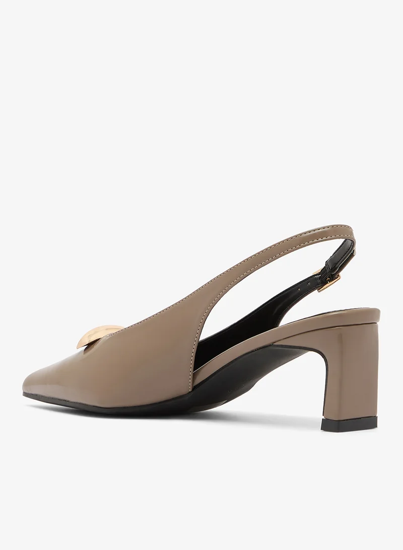 Raid COFFEE PU Lyric Slingback Pumps for Women | Best Price UAE