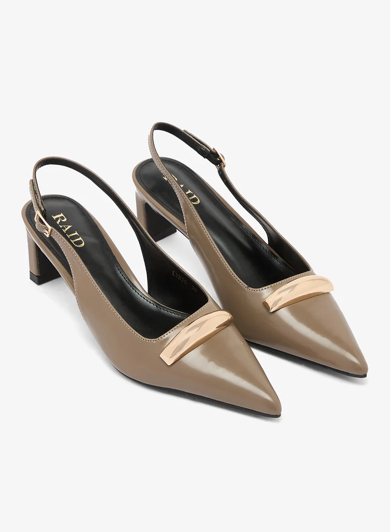Raid COFFEE PU Lyric Slingback Pumps for Women | Best Price UAE