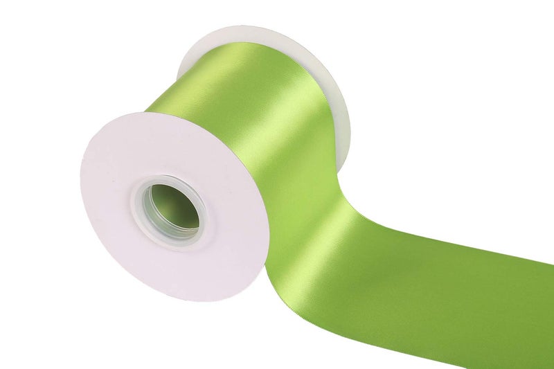 ITIsparkle 4" Inch Wide Solid Color Double Faced Satin Ribbon 25 Yards-Roll Great for Chair Sash, Kiwi Green - Image 1