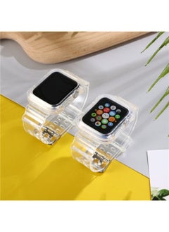 Generic Replacement Strap For Apple Watch Series 7 45mm / 6 & SE & 5 & 4 44mm / 3 & 2 & 1 42mm One Piece Transparent Silicone Armor Strap 