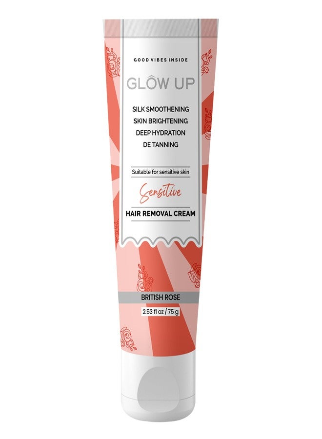 GLOW UP SENSITIVE BRITISH ROSE HAIR REMOVAL CREAM FOR SENSITIVE SKIN| DEEP HYDRATING HAIR REMOVAL CREAM 50 G - Image 1