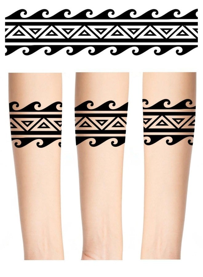 Tribal Arm Band Temporary Tattoos, Set of, Black and White Size 2 * 12 Inch - Image 1