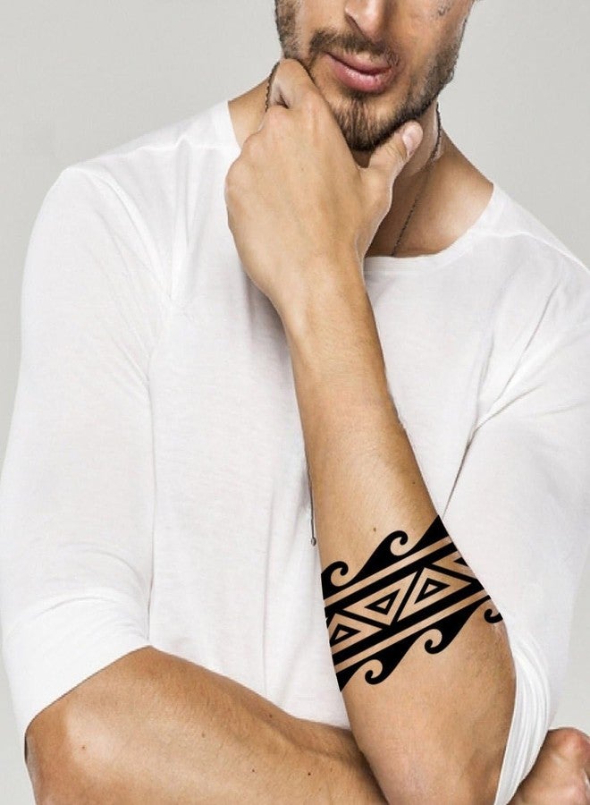 Tribal Arm Band Temporary Tattoos, Set of, Black and White Size 2 * 12 Inch - Image 2