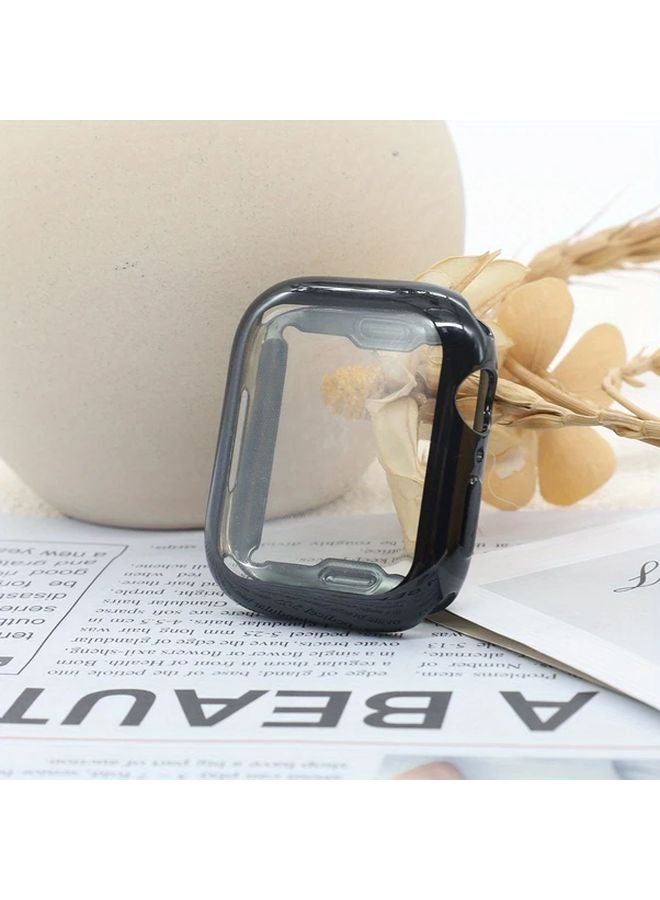 غطاء أسود ناعم من TPU لساعة أبل سيريس 7 و8 و9 مقاس 41 ملم مع حامي شاشة عالي الدقة - Image 1
