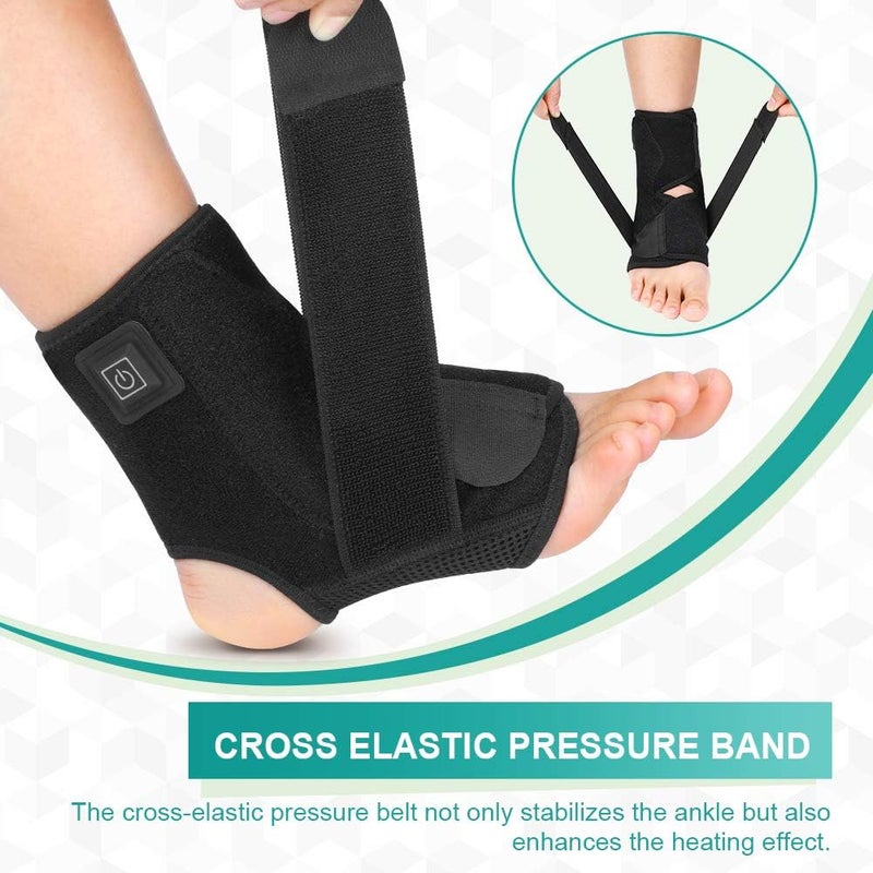 klarako Heated Ankle Brace Wrap - Hot Therapy Foot Wrap with 3 Level Controller for Stabiling Ligaments, Soothe Achy Feet, Reduce Swelling, Pain Relief for Sprains, Arthritis, Torn Tendons,Black - Image 5
