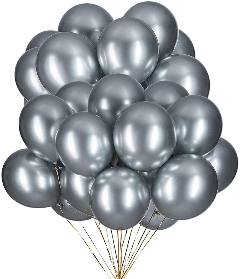 atorakushon Latex Silver Color Super Quality Rubber Balloons 10" Christmas Xmas Balloon Best For Theme Party Decoration Birthday Wedding Anniversary Office Party Purpose Opening Ceremony Pack of 101 - Image 4