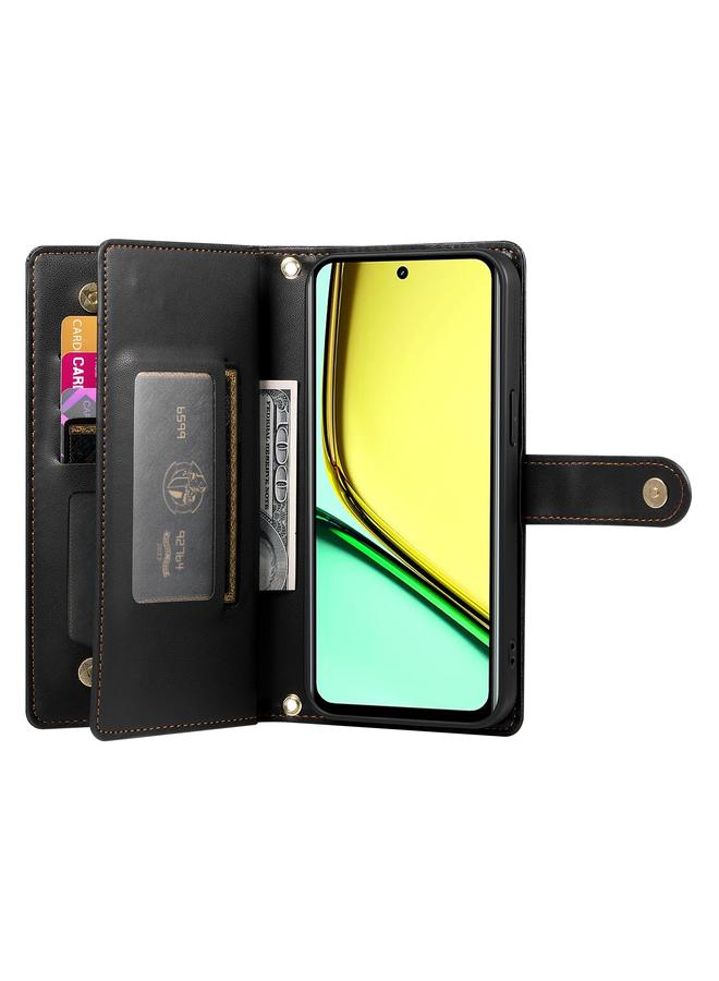 اس-توب جراب لهاتف Realme C67 4G مع محفظة جلدية بسحاب وتسع فتحات للبطاقات - Image 3