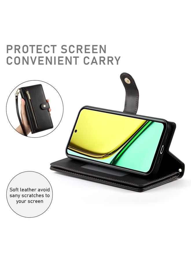 اس-توب جراب لهاتف Realme C67 4G مع محفظة جلدية بسحاب وتسع فتحات للبطاقات - Image 4