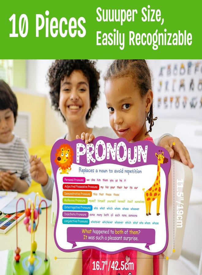 SpriteGru 10 Pieces Part of Speech Posters, Educational Grammar Posters Bulletin Board Decorations for Classroom Schools and Homeschooling (can wipe with damp cloth, 16.7” x 11.5“) - Image 3