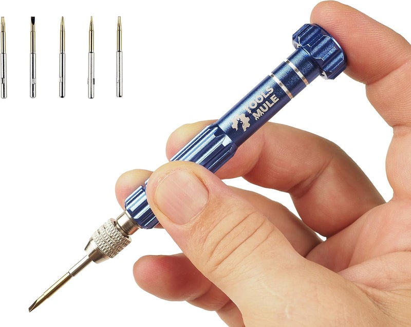 DIY Crafts Tools Mule 5-in-1 Eyeglass Repair Kit, Small Precision Jewelers Screwdriver Set, PS4 Screw Driver, Pocket Screwdriver - Image 1