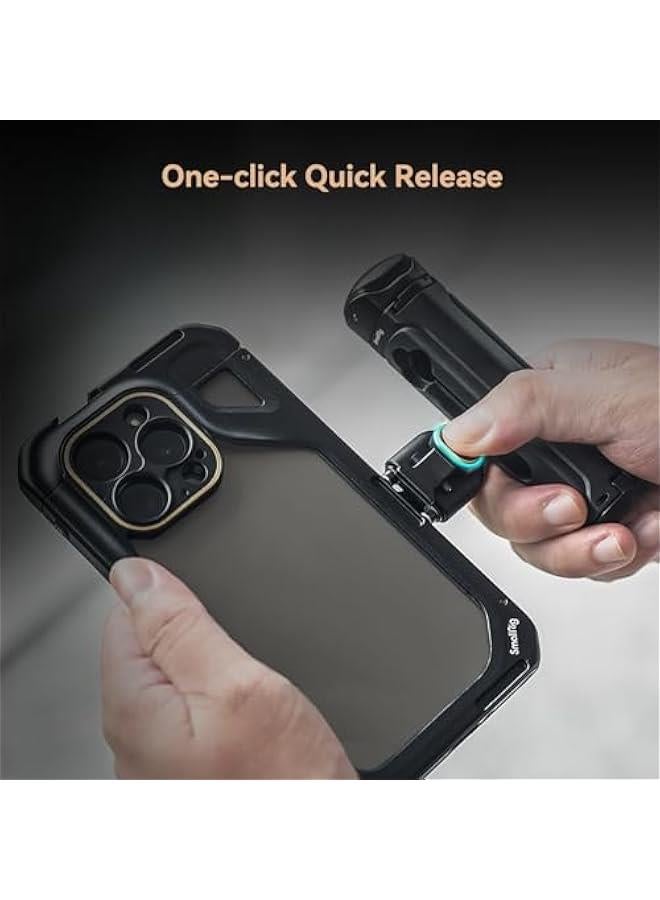 SmallRig for iPhone 15 Pro Max Phone Cage Kit with Ungraded Wireless Quick Release Handle, Single Handheld Mobile Video Rig Cage Kit for Video Recording/YouTube/Live Streaming/Vlog - 4393 - Image 5