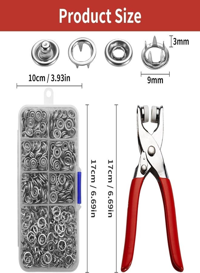 ACHAL Stainless Steel Grommet Eyelet Setting Pliers Tool for Bag Shoes Leather Belt Cloth Easy to Press Button Pincer Pile Clipper Hand Tool with 400Pcs Snap & Ring - Image 2