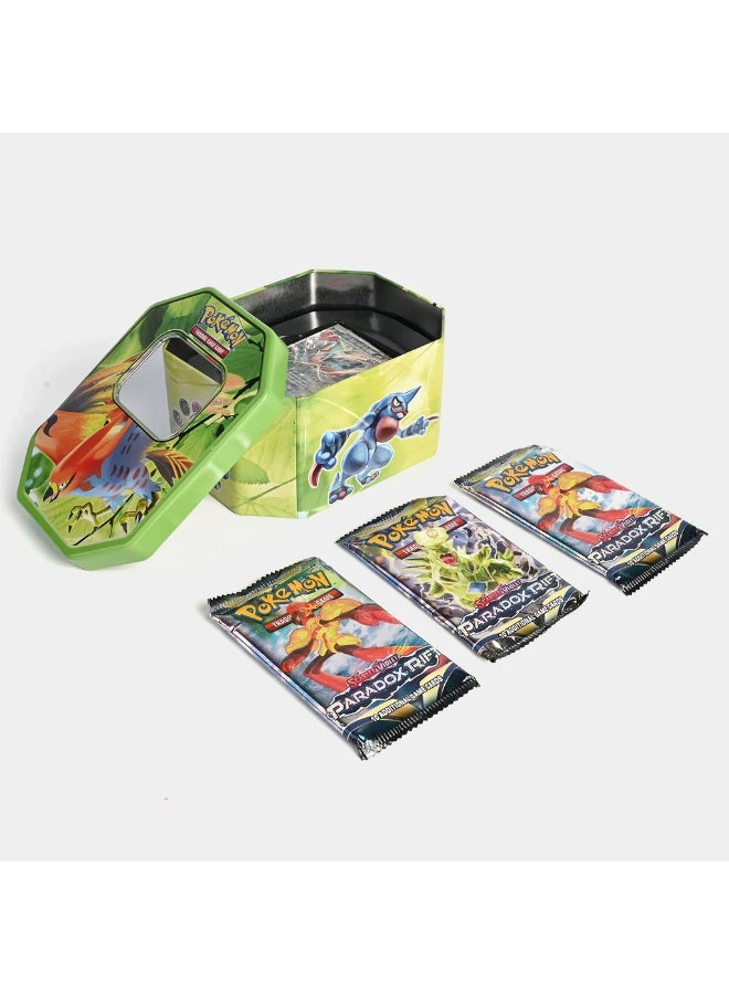 Pokemon A set of Pokémon playing cards in a protective tin box - distinctive artwork and holographic cards. - Image 2