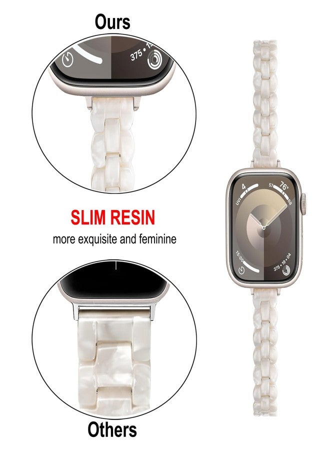 TRUMiRR Band for Apple Watch Series 11 10 46mm / 9 8 7 45mm Starlight Women, Slim Resin Watchband Steel Buckle Strap for iWatch SE 3 2 44mm - Image 3