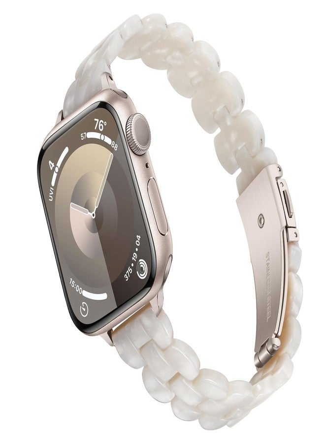 TRUMiRR Band for Apple Watch Series 11 10 46mm / 9 8 7 45mm Starlight Women, Slim Resin Watchband Steel Buckle Strap for iWatch SE 3 2 44mm - Image 1