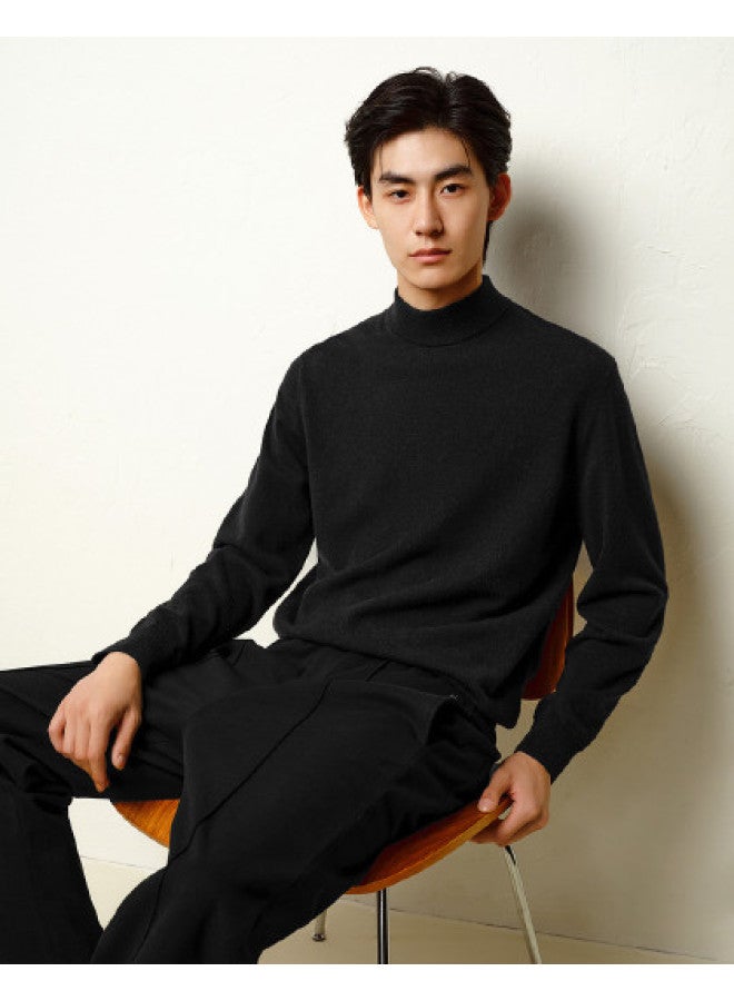 Waxbird Men's Autumn/winter Solid Color Semi-high Neck Skin-friendly Fleece Base Layer Multi-color Warm Knitted Sweater Men's Sweater - Image 1