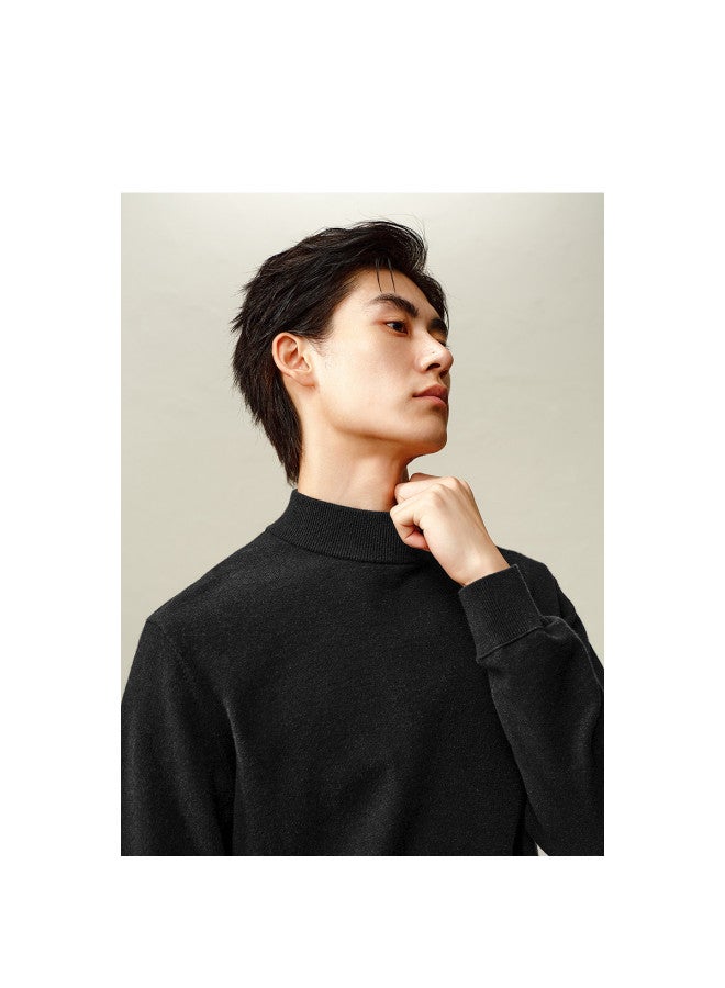 Waxbird Men's Autumn/winter Solid Color Semi-high Neck Skin-friendly Fleece Base Layer Multi-color Warm Knitted Sweater Men's Sweater - Image 4