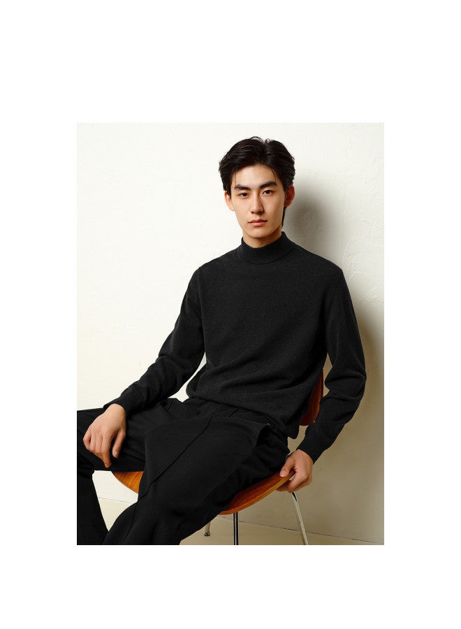 Waxbird Men's Autumn/winter Solid Color Semi-high Neck Skin-friendly Fleece Base Layer Multi-color Warm Knitted Sweater Men's Sweater - Image 2
