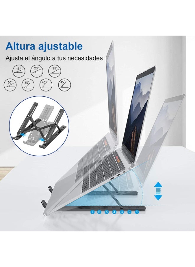 Portable Table Stand 6 Angles Adjustable, Aluminum Ventilated Cooling Stand Laptop Foldable, Multiple Angles Laptop Stand (Black) - Image 5