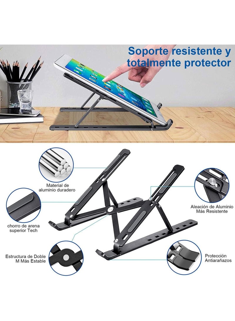 Portable Table Stand 6 Angles Adjustable, Aluminum Ventilated Cooling Stand Laptop Foldable, Multiple Angles Laptop Stand (Black) - Image 2