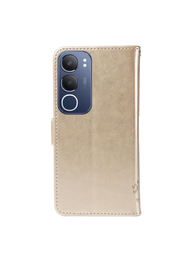 erorex Case For vivo Y19 4G Global Tree & Cat Embossed Pattern Flip Leather Phone Case - Image 3