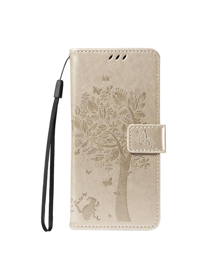 erorex Case For vivo Y19 4G Global Tree & Cat Embossed Pattern Flip Leather Phone Case - Image 2