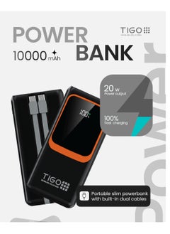T I G O Super Fast Charging 10000mAh Power Bank With Built in Cables, USB C Battery Pack 4 Outputs 4 Inputs with LED Type C Display, 22.5W and PD 20W Fast Charging Portable Charger Compatible with Smartphones and more  - Image 1