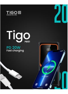 T I G O Super Fast Charging 10000mAh Power Bank With Built in Cables, USB C Battery Pack 4 Outputs 4 Inputs with LED Type C Display, 22.5W and PD 20W Fast Charging Portable Charger Compatible with Smartphones and more  - Image 3