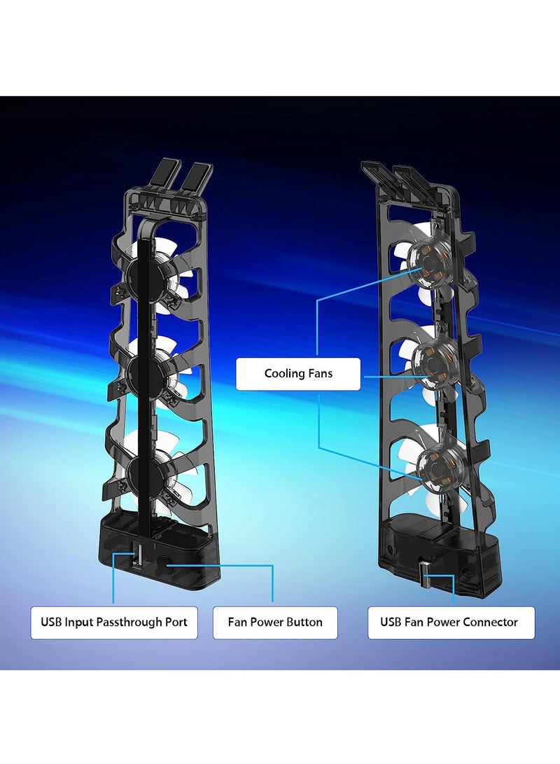 Loquat PS5 Cooling Fan, PS5 Cooler with 3 High Speed Cooling Fans (5000RPM) and LED Lights, PS5 Cooling Fan with USB Port, PS5 Accessories for Sony PS5 Digital/Disc Edition - Image 5
