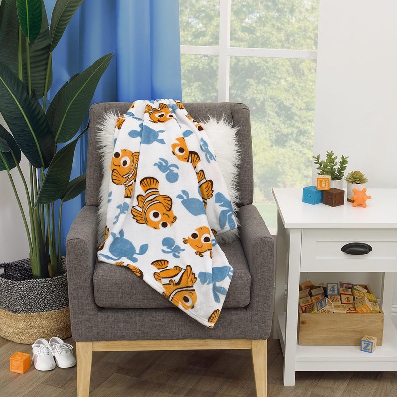 Disney Finding Nemo Crush & Squirt Turtle Super Soft Baby Blanket - Orange, Aqua & White, 30x36 Inch - Image 2