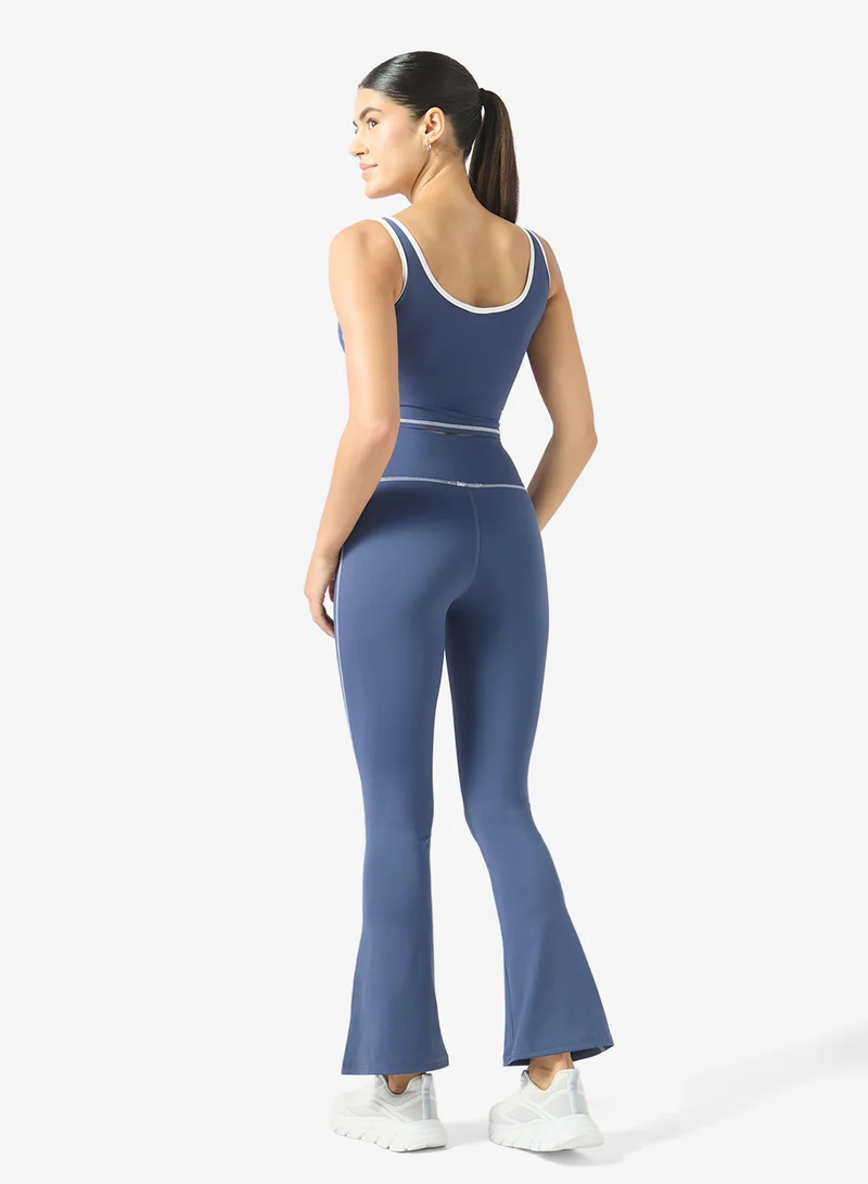 Frwd Contrast Trim Detail Seamless Tank Top & Flared Leggings Set