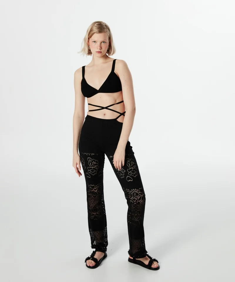 تويست Lace Look Flare Fit Trousers