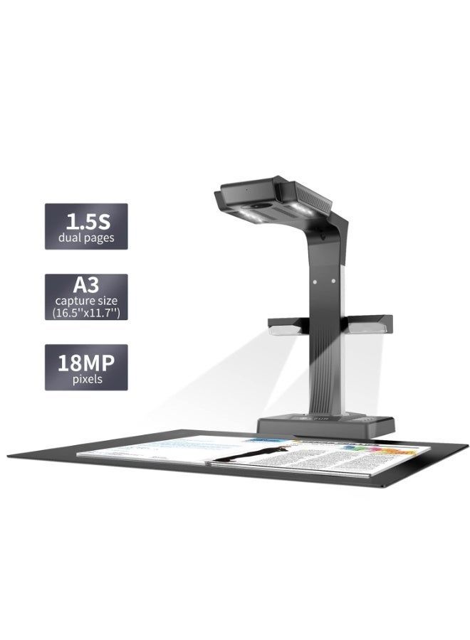 CZUR ET18 Pro Professional Document Scanner, 2nd Gen Auto-Flatten & Deskew Tech, Camera, Capture A3, 186 Languages OCR, Convert to PDF/Searchable PDF/Word/Tiff/Excel, Run On Windows & MacOS - Image 1