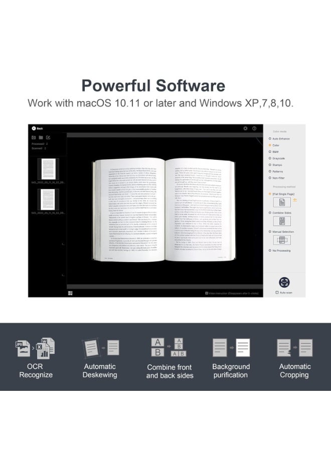 CZUR ET18 Pro Professional Document Scanner, 2nd Gen Auto-Flatten & Deskew Tech, Camera, Capture A3, 186 Languages OCR, Convert to PDF/Searchable PDF/Word/Tiff/Excel, Run On Windows & MacOS - Image 3