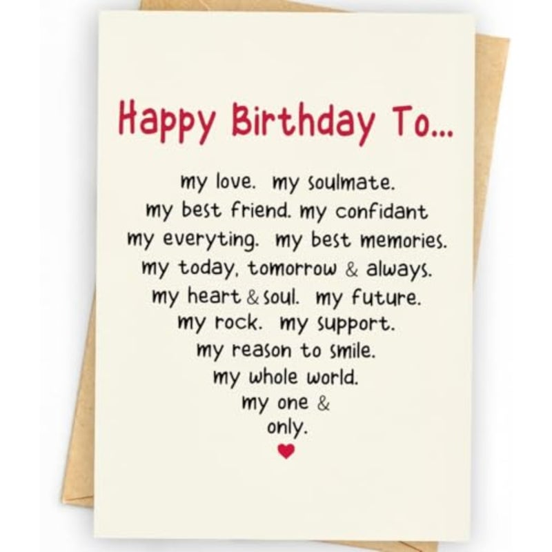 Wife Birthday Card, Funny Romantic Greeting Card for Her from Husband, Cute Bday Card for Girlfriend, Fiancé, Boyfriend, or Him, Love Appreciation Gift Card with Envelope 5x7 Inch - Image 1